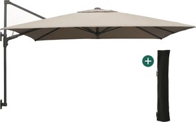 Parasol Shadowline muurparasol | Inclusief hoes | Vierkant | 250x250cm | Met draaihendel | Bruin | Kees Smit Tuinmeubelen