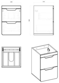 Comad Aruba White badkamermeubel 40cm met witte wastafel en kraangat eiken/wit