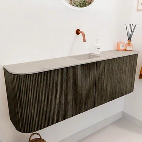 Mondiaz Joya DLux 125cm toiletmeubel ronding links/rechts shadow met wastafel faye midden zonder kraangat opalo