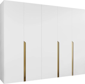 Kledingkast Hartford 582, Wit, Gouden, 202x250x52cm, 173 kg, Kledingkast deuren: Met scharnieren