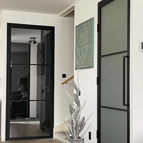 Zwarte Stalen Binnendeur + Magneetsluiting - Helder Glas - Incl. Kozijn