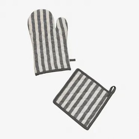 Set Van Ovenhandschoen En Doek Edouard Grijs – Antraciet - Sklum