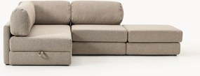 Bouclé slaapbank Ladina (3-zits) met opbergruimte