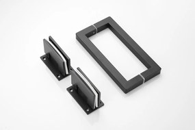 Saniclear Modern scharnieren + handvat voor douchedeur zwart mat