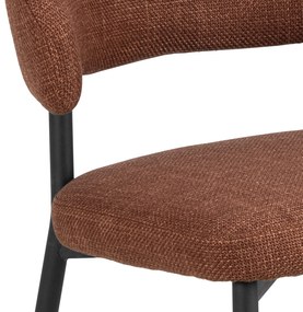 IRIS Terracotta (stof Basel 44) – GESTOFFEERDE STOEL MET GEVLOCHTEN RUGLEUNING VOOR WOONKAMER/EETKAMER LOFT