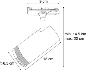 Moderne spot zwart voor railsysteem 1-fase incl. LED draai- en kantelbaar - Iconic Zoom