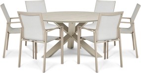 Tuinset 6 personen 150 cm Aluminium Zand/Beige Lifestyle Garden Furniture Timo/Xento