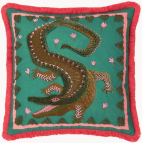 Getuft sierkussen Croc Monsieur met fluwelen achterkant