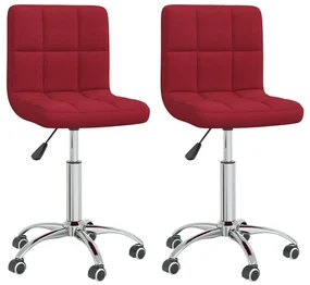 vidaXL Eetkamerstoelen draaibaar 2 st stof wijnrood