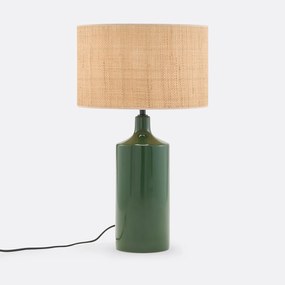 Tafellamp in keramiek en raffia, Rabano