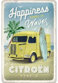 Metalen bord Citroen Type H - Happiness Comes in Waves, (20 x 30 cm)