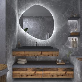 Kiezelvormige spiegel met LED-verlichting G5