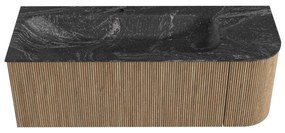 Mondiaz Kurve-dlux 125cm badmeubel ronding rechts dusk met 1 lade en deur en wastafel big medium kraangat links lava