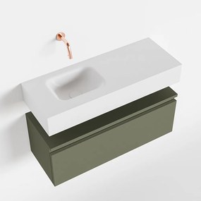 Mondiaz Andor toiletmeubel 80cm army met witte wastafel links zonder kraangat