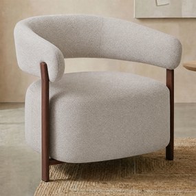 Fauteuil Met Ronde Rugleuning Eiken Beige
