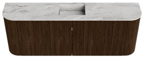 Mondiaz Joya DLux 115cm toiletmeubel ronding links/rechts walnut met wastafel faye midden 1 kraangat glace