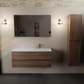 Mondiaz Aivy badmeubel 120cm mocha met wastafel solid surface talc rechts 1 kraangat en spiegel