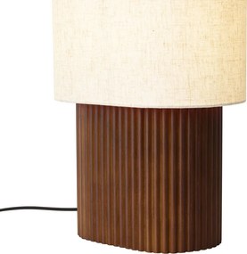 Japandi vloerlamp walnoot hout met stoffen kap 70cm - Lamel