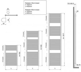 Calor Elara designradiator mat zwart 182x60cm 1067W