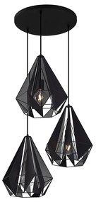 Industriële hanglamp zwart met mesh 3-lichts - Carcass