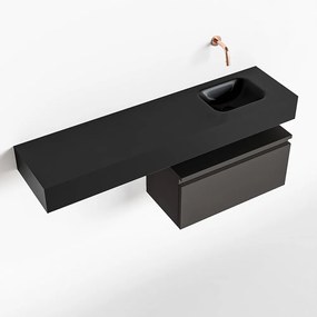 Mondiaz Andor toiletmeubel 60cm donkergrijs met zwarte wastafel 120cm rechts zonder kraangat