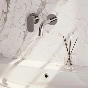 Brauer Chrome Edition ColdStart wastafelkraan inbouw gebogen uitloop en rozetten model C2 chroom