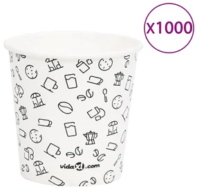 vidaXL 1000 st Koffiebekers 120 ml papier wit en zwart