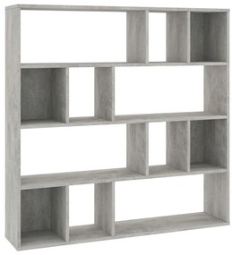 vidaXL Kamerscherm/boekenkast 110x24x110 cm spaanplaat betongrijs