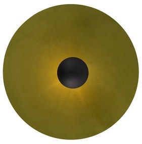 Stoffen Plafondlamp zwart platte kap groen 45 cm - Combi Modern E27 rond Binnenverlichting Lamp