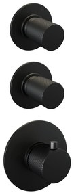 Brauer Black Carving complete inbouw regendouche set 01 met 20cm douchekop, rechte muurarm en staafhanddouche mat zwart
