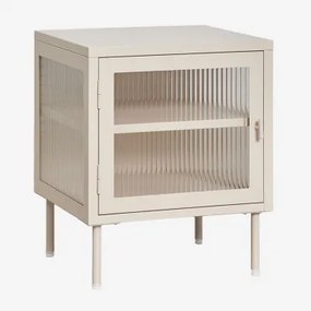 Pack Van 2 Nachtkastjes 45x40 Cm In Staal En Glas Paoline Beige – Crème - Sklum