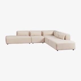 5-delige Modulaire Hoekbank Met Dubbele Chaise Longue Fogler Teddystof Crème Beige - Sklum