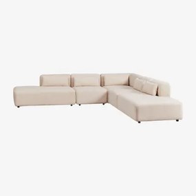 Fogler 5-delige Modulaire Hoekbank Met Dubbele Chaise Longue Chenille Crème Beige - Sklum