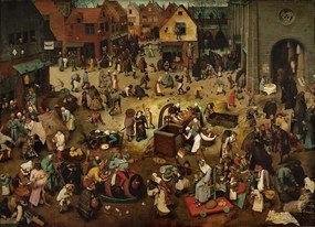 Pieter the Elder Bruegel - Kunstdruk Fight between Carnival and Lent, 1559, (40 x 30 cm)