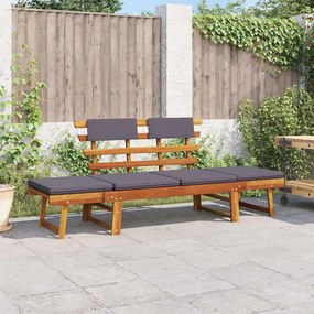 vidaXL Ligbed met kussen 2-in-1 190 cm massief acaciahout