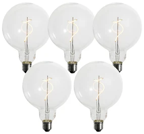 Set van 5 E27 dimbare LED lampen spiraal filament G125 4W 270 lm 2200K