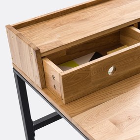Bureau eik en metaal, klein bovenmeubel, Hiba