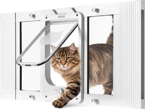 VEVOR Kattenluik/kattendeur, verstelbaar voor raambreedtes (686-813 mm), weerbestendig huisdierluik met 4 veilige vergrendelingsstanden, aluminium frame, helder glas en magnetische sluiting, wit