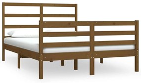 vidaXL Bedframe massief grenenhout honingbruin 135x190 cm 4FT6 Double