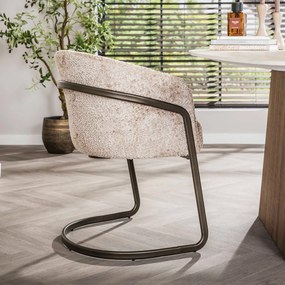 Moderne Armstoel Met Bronzen Frame Beige