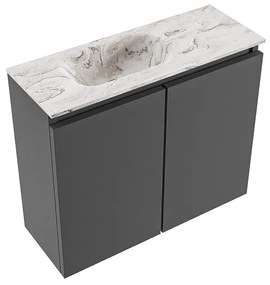 Mondiaz Ture DLux toiletmeubel 60cm dark grey met wastafel glace links zonder kraangat