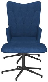 vidaXL Relaxstoel met voetenbank stof blauw