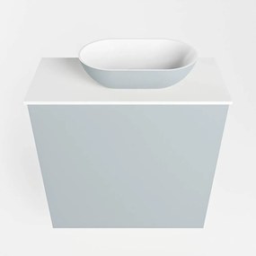 Mondiaz Fowy toiletmeubel 50cm clay met lichtgrijze waskom rechts en kraangat