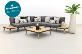 Cordoba loungeset aluminium - teak 4-delig