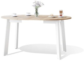 Ronde tafel, uitschuifbaar, FABIO Sonoma Eik/Wit mat