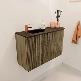 Mondiaz Joya 70cm toiletmeubel ronding rechts dusk met wastafel faye links 1 kraangat urban