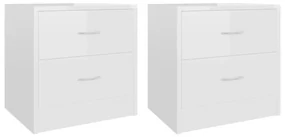 vidaXL Nachtkastjes 2 st 40x30x40 cm spaanplaat hoogglans wit