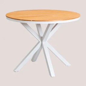 Ronde Tuintafel Van Aluminium En Eucalyptushout Archer Gardenia Wit & Ø100 Cm - Sklum