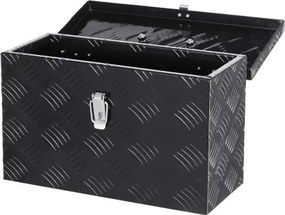 VEVOR Heavy-Duty aluminium gereedschapskist voor op de laadbak van een vrachtwagen, gestreepte gereedschapskist (406 x 190 x 254 mm) met zij- en bovenhandgreep, opbergorganizer voor aanhanger, camper, zwart