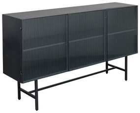 Kare Design San Diego Zwart Dressoir Met Ribbelglas - 150x35x90cm.